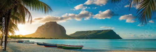 Wallpaper Mural Serene Sunset at Le Morne Brabant, Mauritius Tropical Beach Paradise Torontodigital.ca