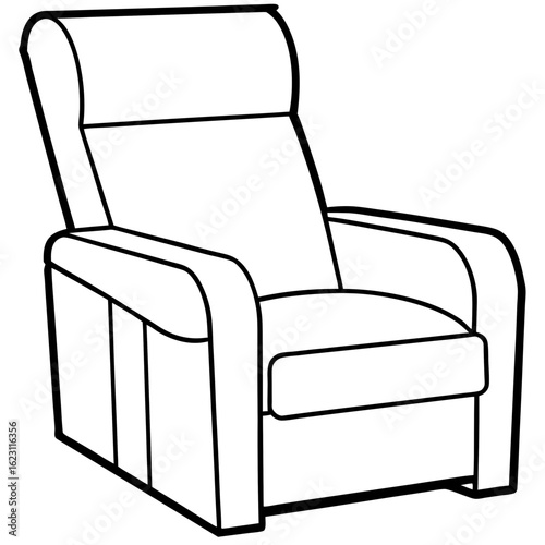 Recliner Side Angle Vector Outline