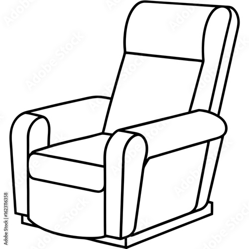 Recliner Side Angle Vector Outline