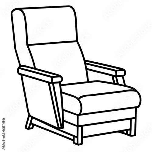 Recliner Side Angle Vector Outline