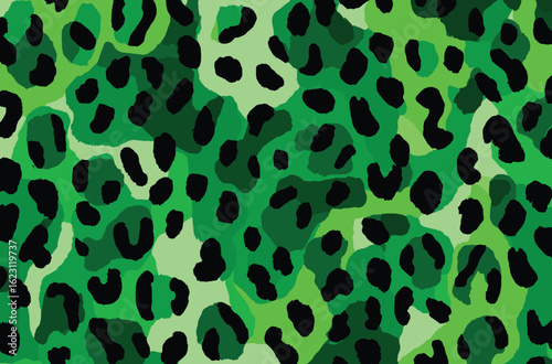 Kelly green leopard print, bold green shades, minimalistic seamless pattern