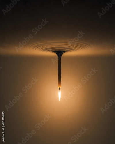 Unique candle creates mesmerizing light patterns on a ceiling in a dimly lit room during evening hours
