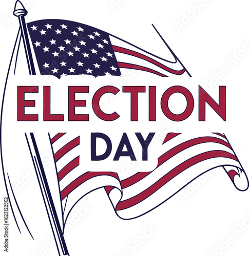 Election Day USA With Flag Waving Vector