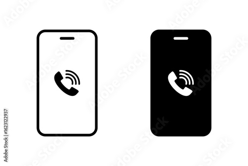 Mobile phone icon set. Telephone call mobile phone icon. Ringing mobile phone icon. Vector illustration