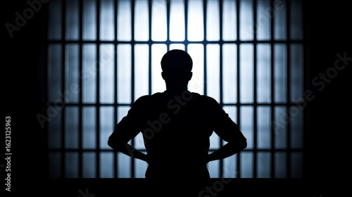 Silhouette of Person Behind Bars Confinement and Imprisonment, Incarceration, Prison