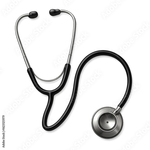 Realistic stethoscope on transparent background for medical designs
