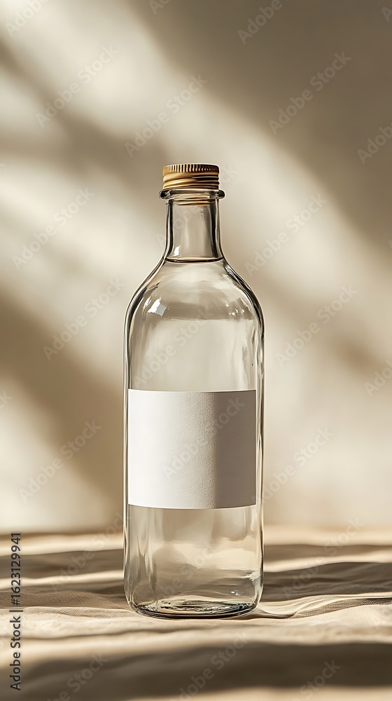 custom made wallpaper toronto digitalGlass bottle with blank label in sunlight