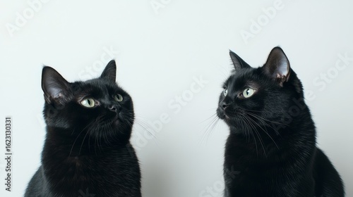 Two Black Cats Facing Each Other, Feline Companions, Pet Photography Black cat, cats