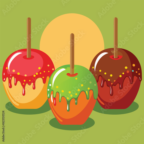 Colorful Caramelized Apples Ready for Halloween