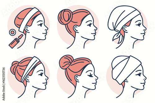 Six different hairstyles and hair accessories for women