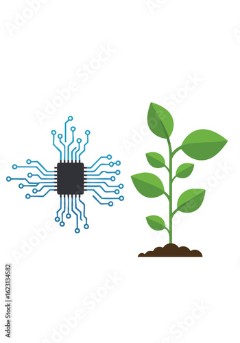 Plant and microchip a fusion of nature and technology
