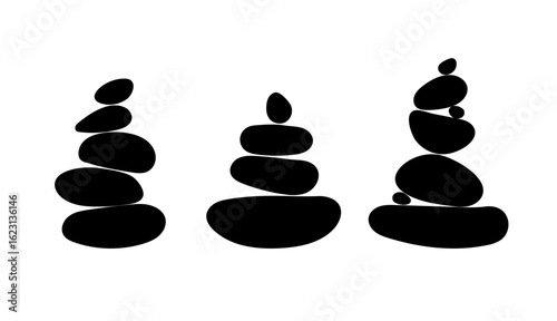 Set of balanced stones Balance pebble stone silhouette