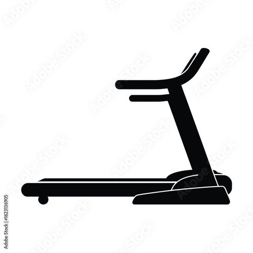 Silhouette of a modern treadmill for cardio exercise and fitness training
