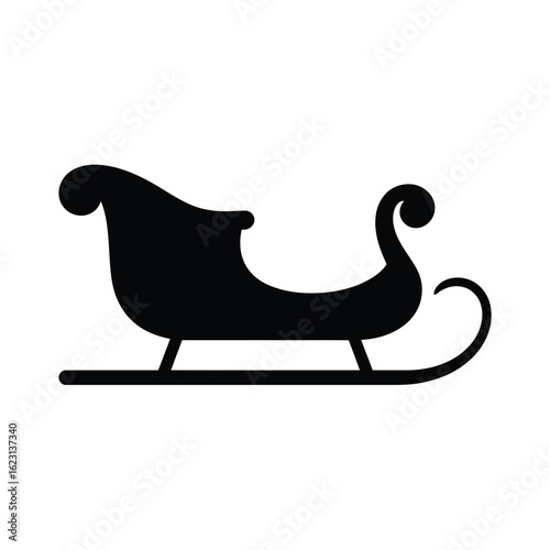 Classic silhouette of a traditional christmas sleigh on a white background