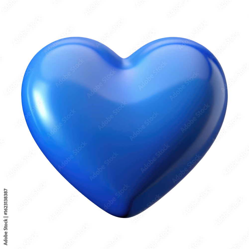 Fototapeta premium blue heart isolated on transparent white background, clipping path