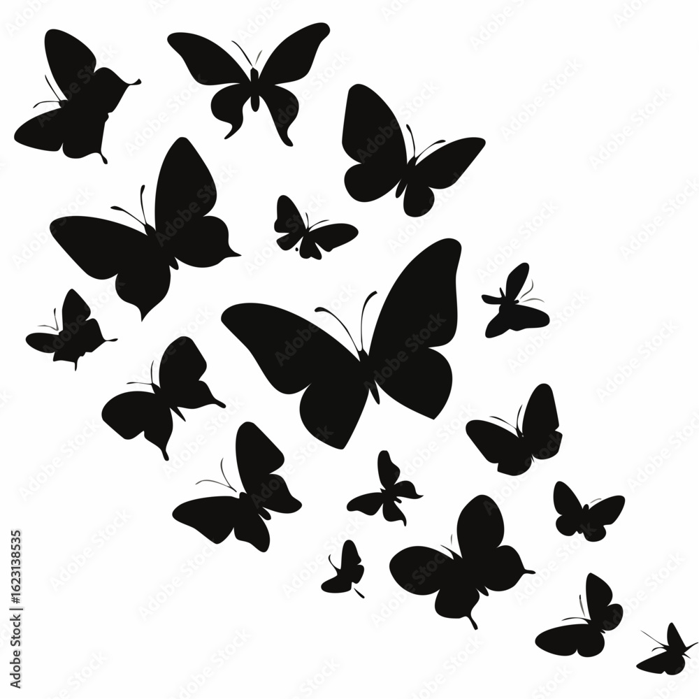 Fototapeta premium Vektor Siluette schwarze Schmetterlinge