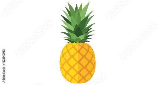 Vibrant, Stylized Pineapple with Green Crown and Geometric Texture