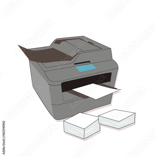 Vector Photocopier illustration Icon Modern office digital technology
