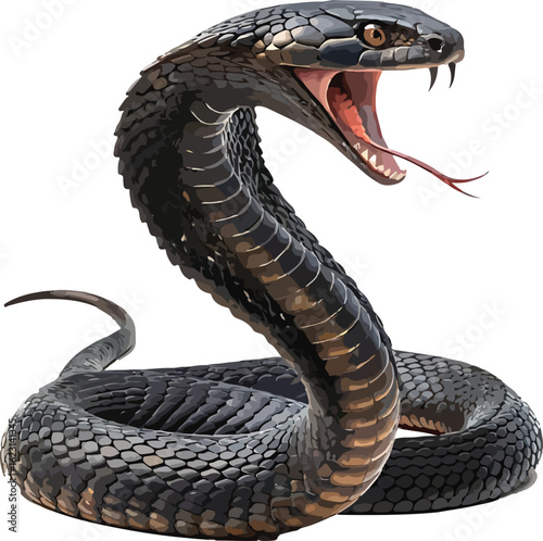Coiled Cartoon Python Snake with Open Mouth – Vector Reptile Illustration
