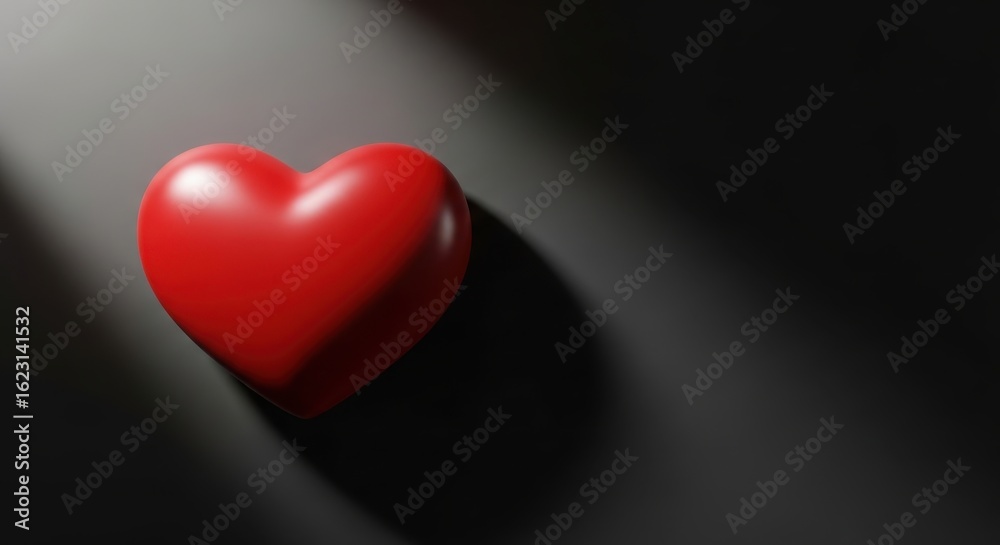 Minimalist red heart rendering on gradient dark background symbolizing love Minimalist red heart rendering on gradient dark background symbolizing love