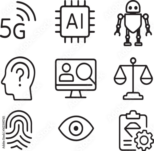 artificial intelligence Technology icon set vector