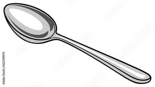 Silver spoon with black outline metal utensil
