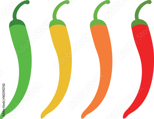 Hot chili Pepper vector set. Isolated chili pepper illustration white background. Pepper logo 