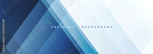Blue and white modern abstract wide banner design. Minimalist abstract background with geometric shapes. Vector illustration