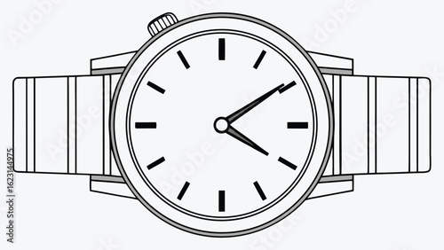 Wristwatch with black hands and white dial round dial
