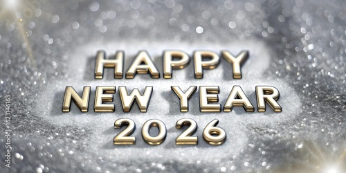 Holiday New Year silver background with text: 
