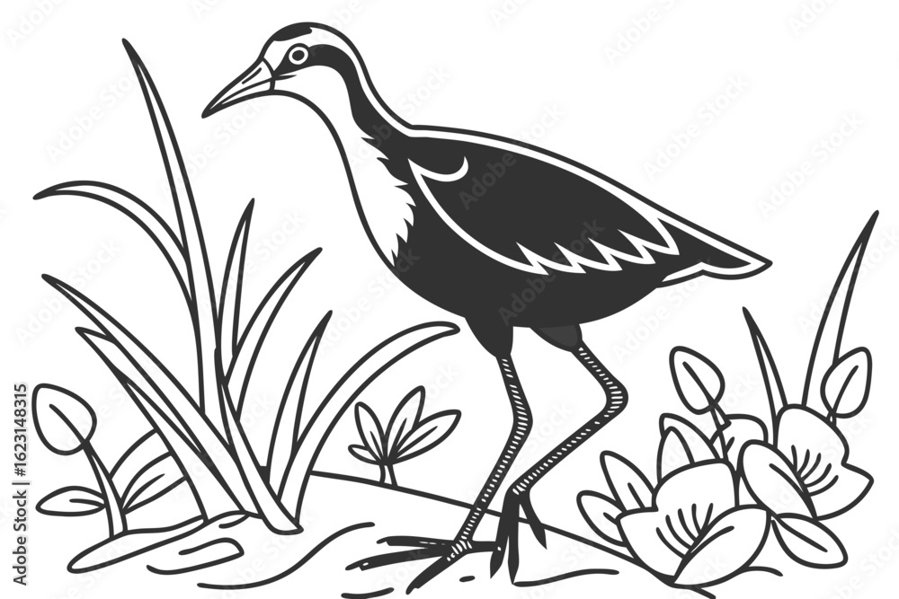 Naklejka premium coloring page line art the jacana black vector