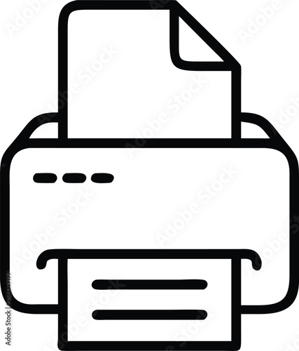 Digital Printing Icon: A vector illustration of a modern printer, showcasing the process of producing hard copies and documents.
