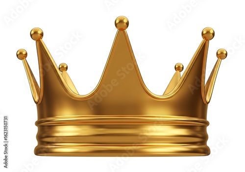Elegant golden royal crown symbolizing power wealth royalty and authority on a white background