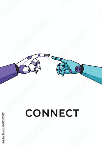 Robot hands connecting representing collaboration