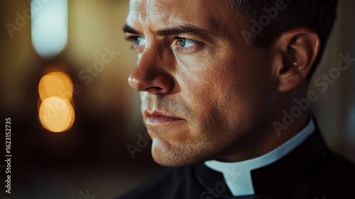 The priest reads a prayer in the church	
