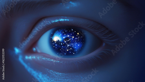 Surreal Eye with Cosmic Star Reflection in Iris