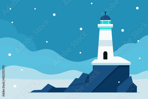 A white beacon on the Nova Scotia coast guides a nautical navigation through the dark night sky