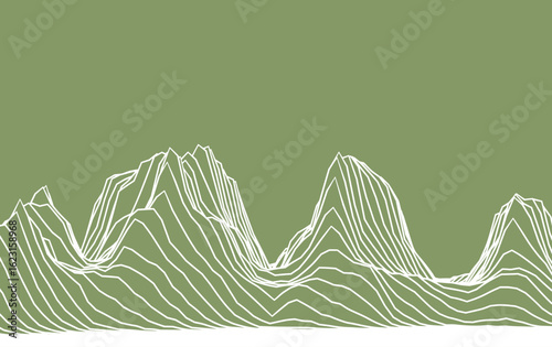 Data Visualization of Mountainous Peaks with Wavy White Lines