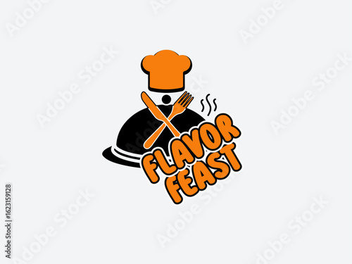 Food, logo design, chef, culinary, cooking, restaurant, flavor, feast, kitchen, food preparation, culinary arts, professional cooking, food service, chef hat, fork and knife, gourmet, dish, delicious