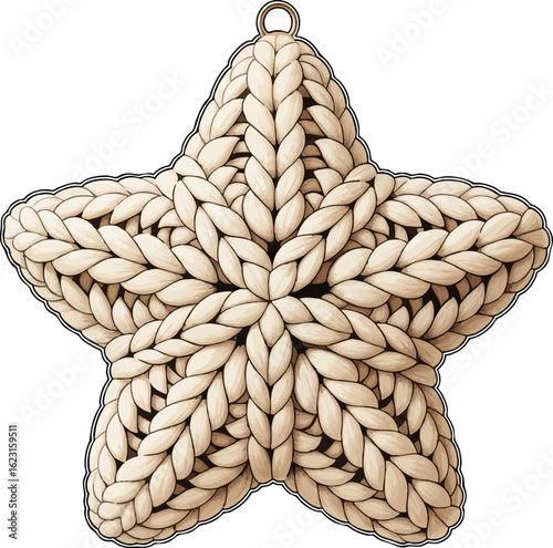 Creamy White Chunky Knit Star Ornament