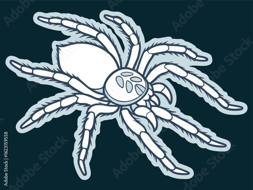vector of white icy spider frosty crystal legs thick sticker border cutout design