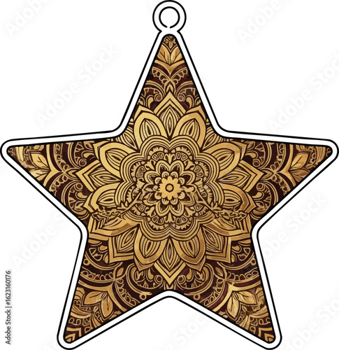 Gold Mandala Pattern Star Ornament