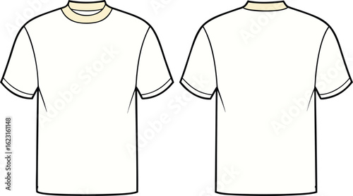 Front and back view of a plain white t shirt