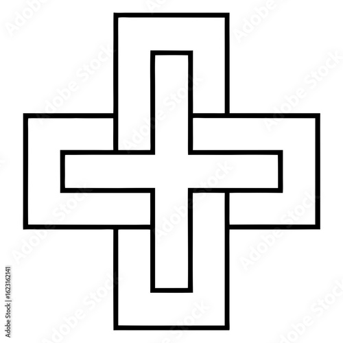 A minimalist black and white cross symbol, a simple icon of faith and religion, perfect for spiritual design