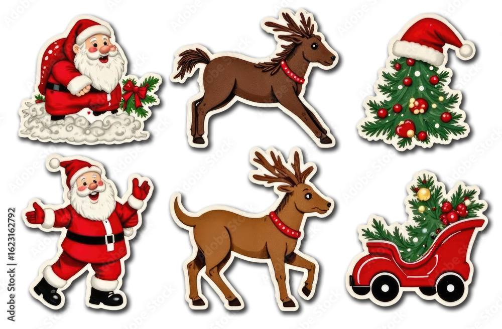 Fototapeta premium set of hand drawn Christmas cartoon sticker
