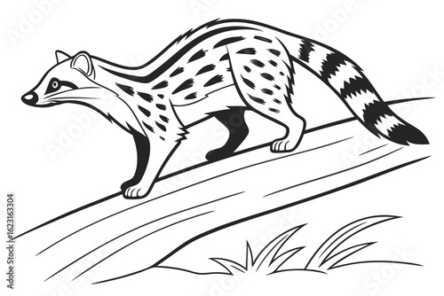 coloring page line art the genet black vector