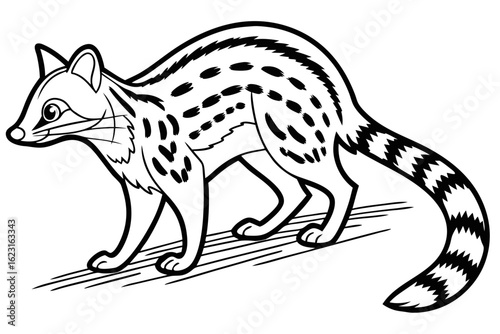 coloring page line art the genet black vector