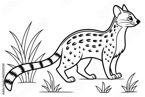 coloring page line art the genet black vector