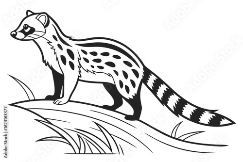 coloring page line art the genet black vector