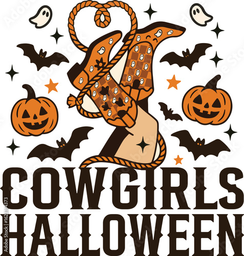  Cowgirl Halloween Illustration